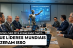 Representação gráfica de ataques cibernéticos e proteção de dados com inteligência artificial, destacando redes de conexão e segurança digital corporativa.
