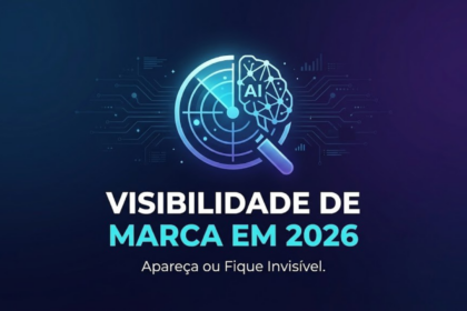 Infográfico detalhando as 7 estratégias práticas para aumentar a visibilidade da marca em 2026, com foco em otimização para IA (AEO) e busca orgânica.