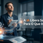 Tela de computador exibindo um fluxo de automação de processos de negócios com inteligência artificial.