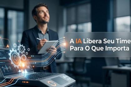 Tela de computador exibindo um fluxo de automação de processos de negócios com inteligência artificial.