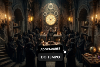 Ilustração conceitual sobre o Marketing do Tempo, mostrando a integração entre tecnologia e cronômetro, simbolizando a economia de minutos na jornada de compra do cliente.